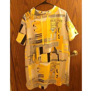 Women's Abstract Graphic Print T-Shirt Dress Drawstring Funnel Neck Pocket Size